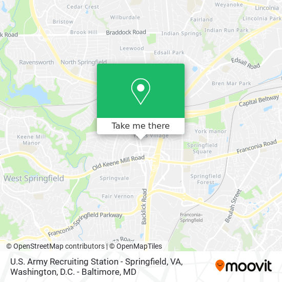 Mapa de U.S. Army Recruiting Station - Springfield, VA