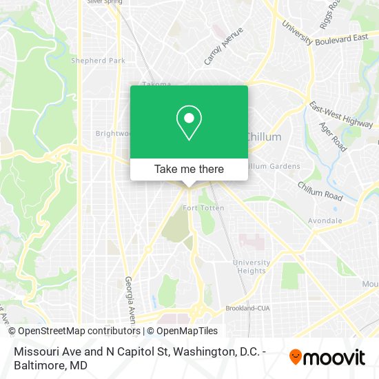 Missouri Ave and N Capitol St map