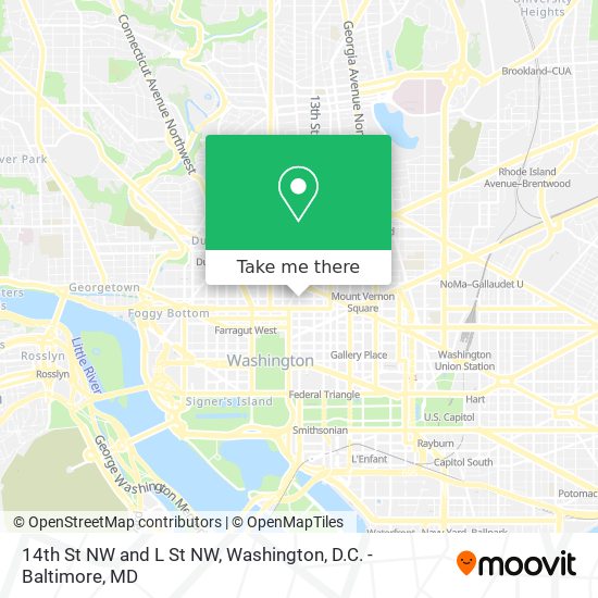 14th St NW and L St NW map