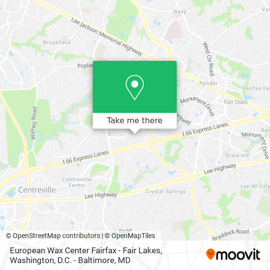 Mapa de European Wax Center Fairfax - Fair Lakes