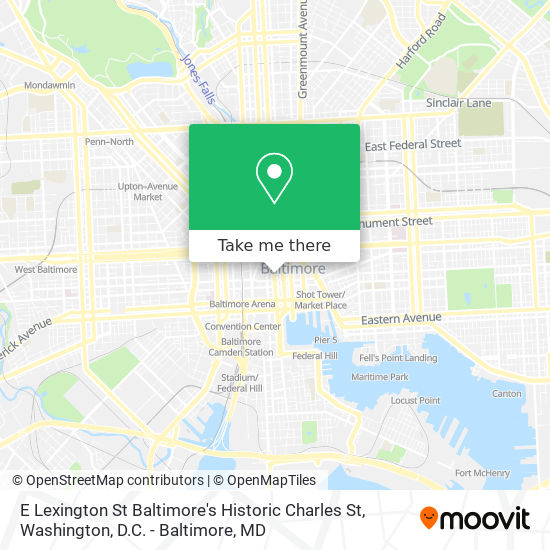 E Lexington St Baltimore's Historic Charles St map