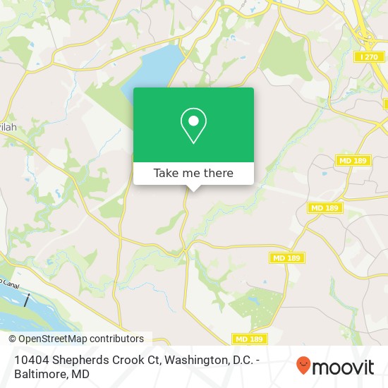 Mapa de 10404 Shepherds Crook Ct, Potomac, MD 20854