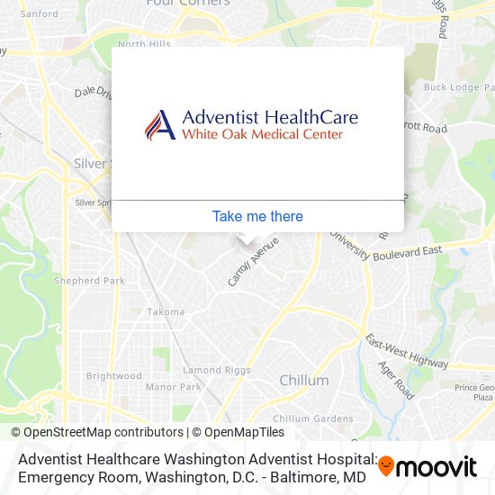 Mapa de Adventist Healthcare Washington Adventist Hospital: Emergency Room