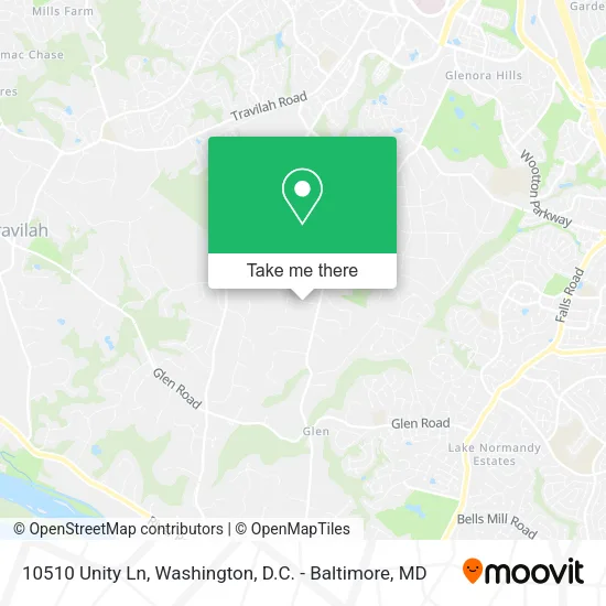 Mapa de 10510 Unity Ln, Potomac, MD 20854