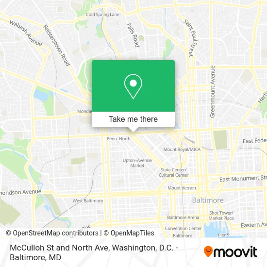 McCulloh St and North Ave map