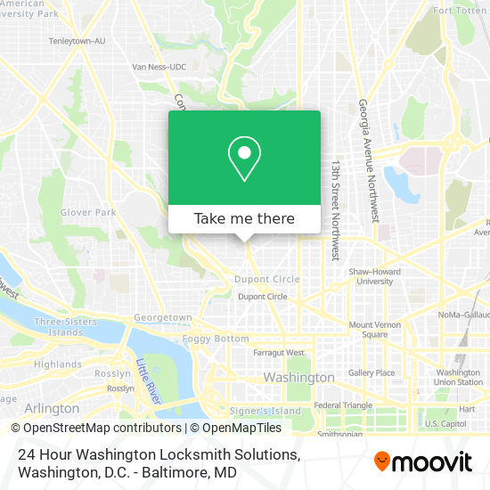 Mapa de 24 Hour Washington Locksmith Solutions