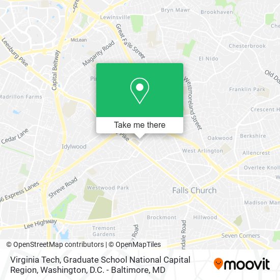 Virginia Tech, Graduate School National Capital Region map