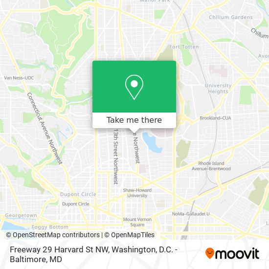 Mapa de Freeway 29 Harvard St NW