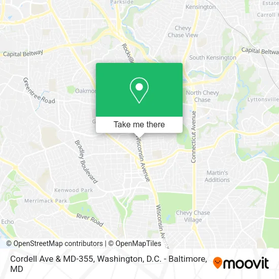 Cordell Ave & MD-355 map