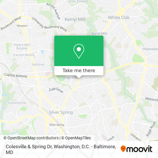 Colesville & Spring Dr map