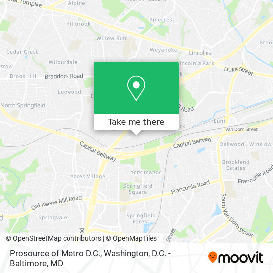 Prosource of Metro D.C. map