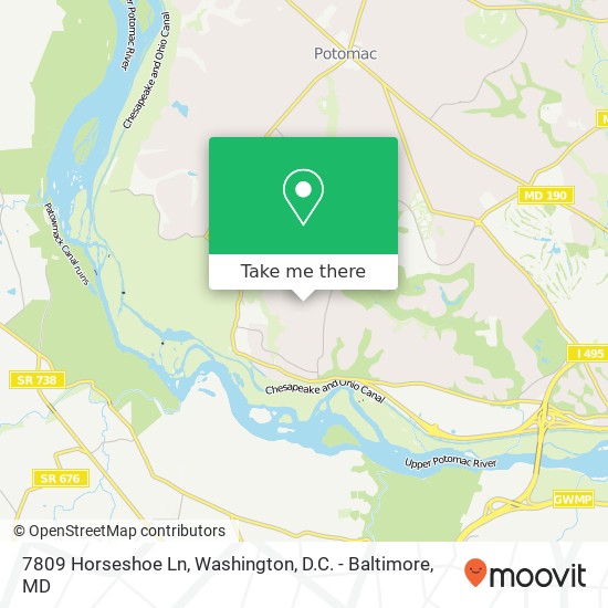 Mapa de 7809 Horseshoe Ln, Potomac, MD 20854