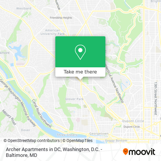 Archer Apartments in DC map