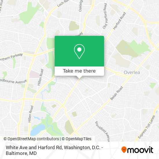 White Ave and Harford Rd map