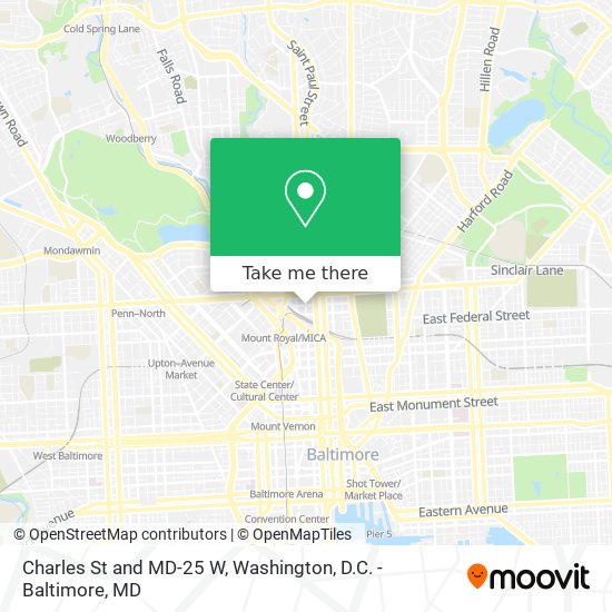 Charles St and MD-25 W map