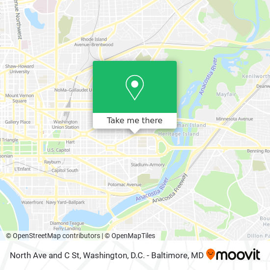 North Ave and C St map