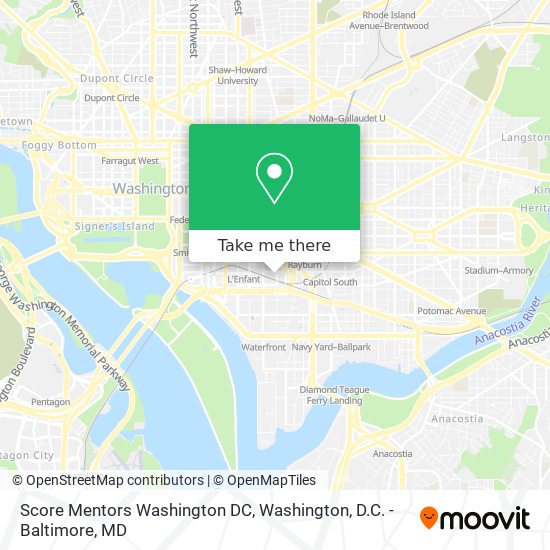 Mapa de Score Mentors Washington DC