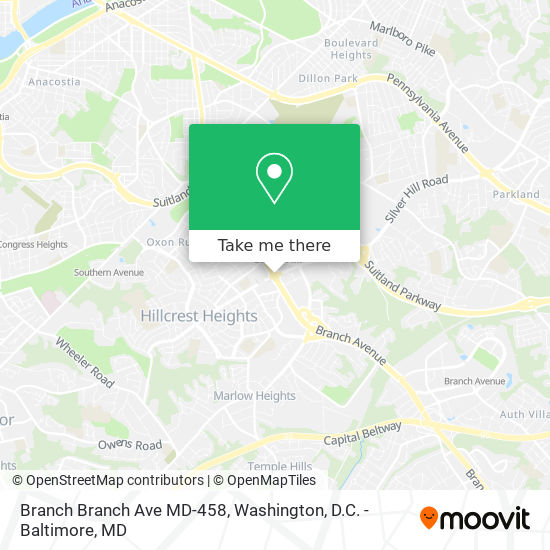 Branch Branch Ave MD-458 map