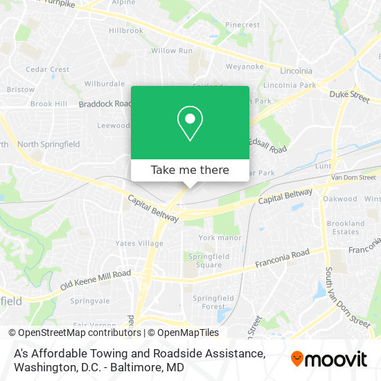 Mapa de A's Affordable Towing and Roadside Assistance