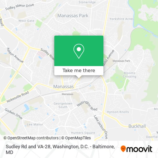 Sudley Rd and VA-28 map