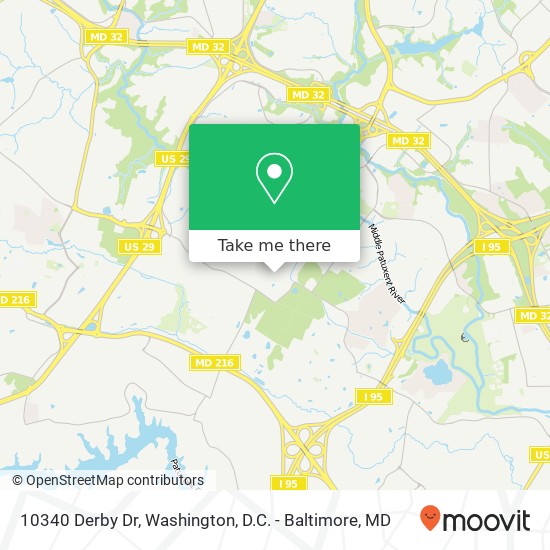 Mapa de 10340 Derby Dr, Laurel, MD 20723
