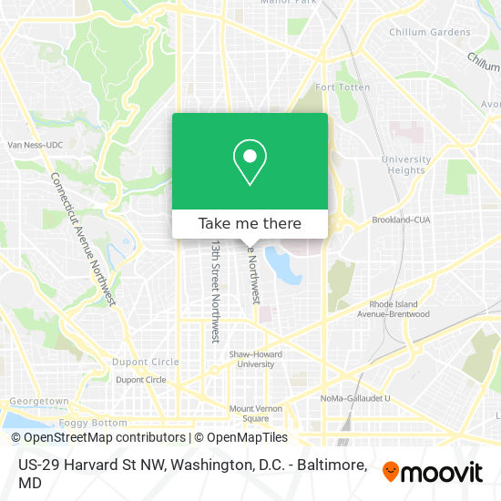 Mapa de US-29 Harvard St NW