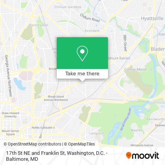 17th St NE and Franklin St map