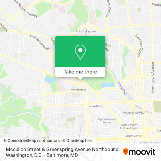 Mcculloh Street & Greenspring Avenue Northbound map