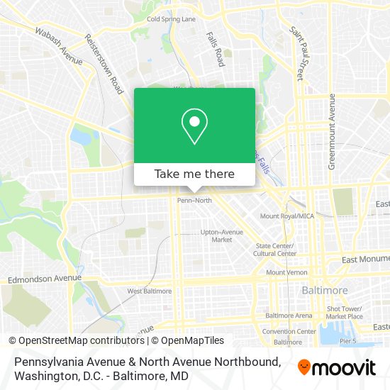Pennsylvania Avenue & North Avenue Northbound map