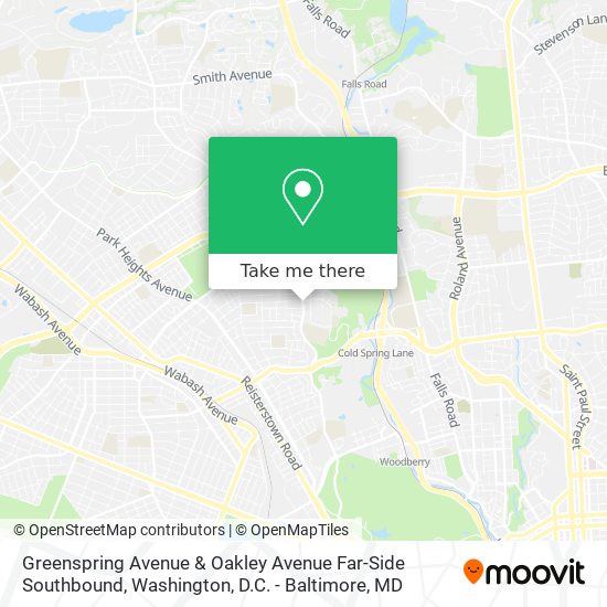 Mapa de Greenspring Avenue & Oakley Avenue Far-Side Southbound