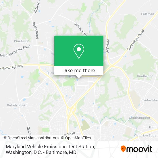 Mapa de Maryland Vehicle Emissions Test Station