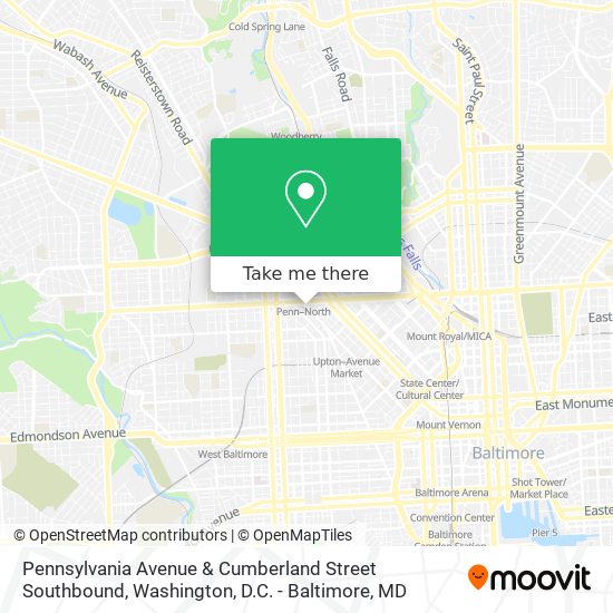 Pennsylvania Avenue & Cumberland Street Southbound map