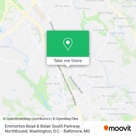 Emmorton Road & Belair South Parkway Northbound map