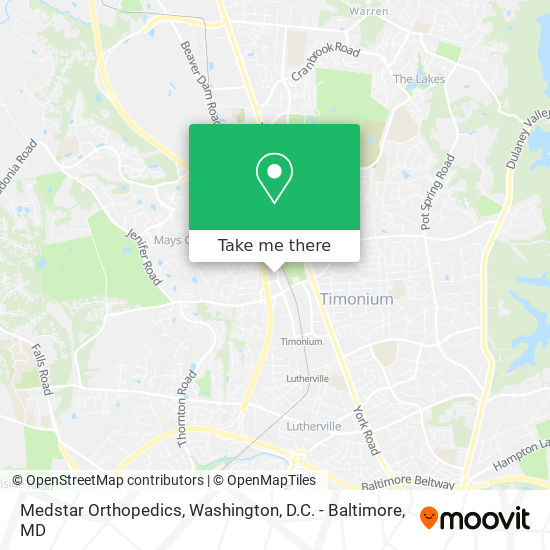 Medstar Orthopedics map