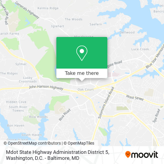 Mapa de Mdot State Highway Administration District 5