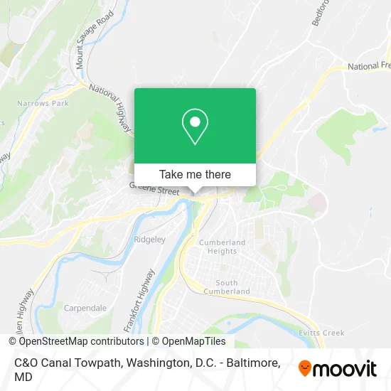 C&O Canal Towpath map