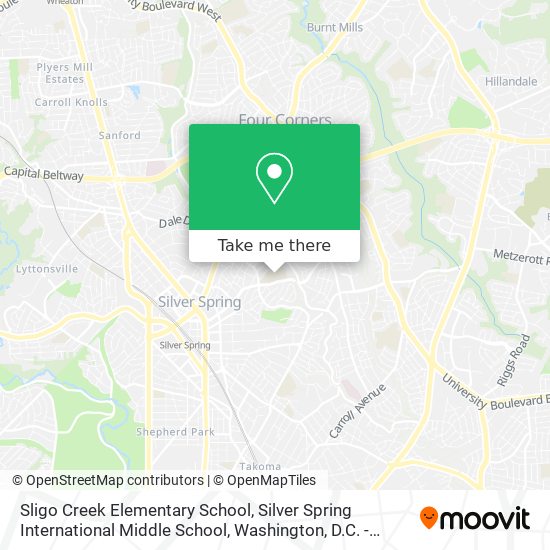 Sligo Creek Elementary School, Silver Spring International Middle School map
