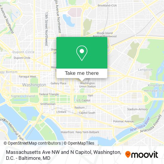 Massachusetts Ave NW and N Capitol map