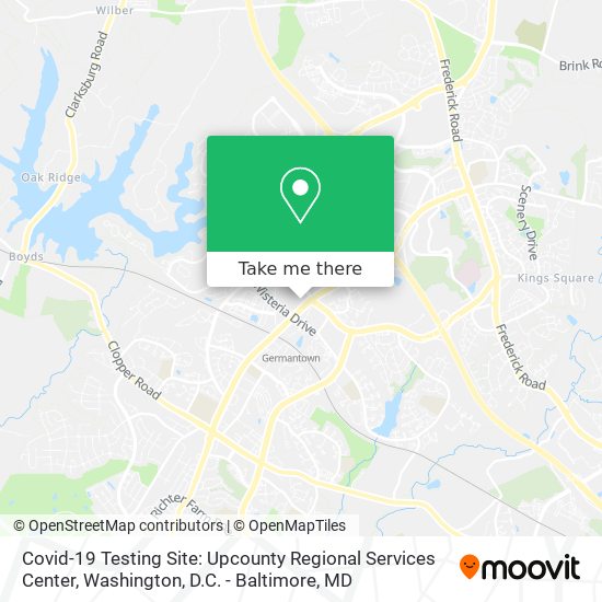 Covid-19 Testing Site: Upcounty Regional Services Center map