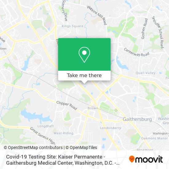 Mapa de Covid-19 Testing Site: Kaiser Permanente - Gaithersburg Medical Center