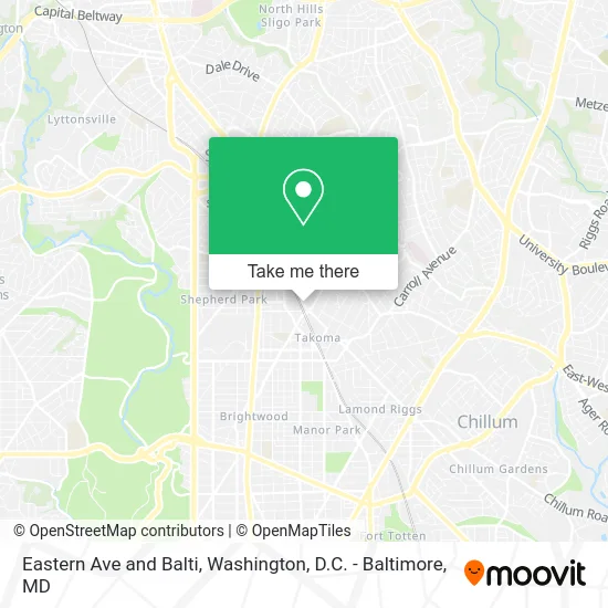 Eastern Ave and Balti map