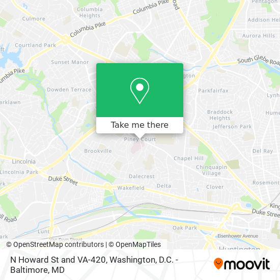 N Howard St and VA-420 map