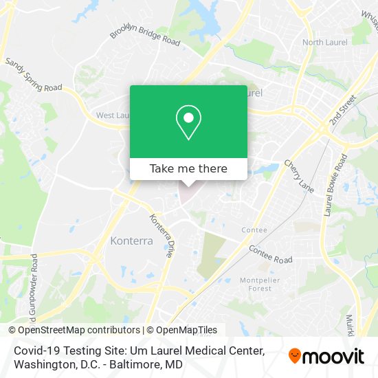 Covid-19 Testing Site: Um Laurel Medical Center map