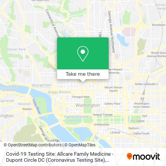 Mapa de Covid-19 Testing Site: Allcare Family Medicine - Dupont Circle DC (Coronavirus Testing Site)