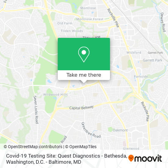 Covid-19 Testing Site: Quest Diagnostics - Bethesda map