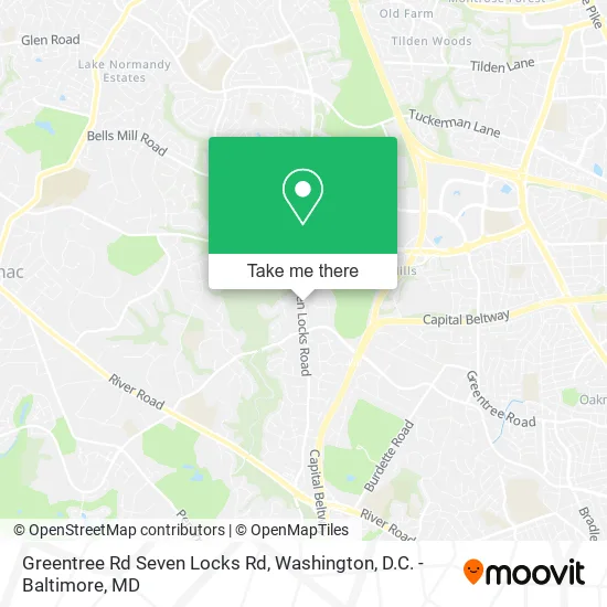 Mapa de Greentree Rd Seven Locks Rd
