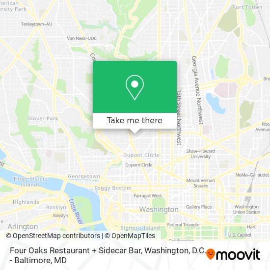 How to get to Four Oaks Restaurant + Sidecar Bar in Washington by Bus or Metro?