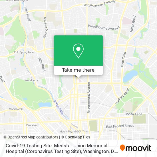 Mapa de Covid-19 Testing Site: Medstar Union Memorial Hospital (Coronavirus Testing Site)