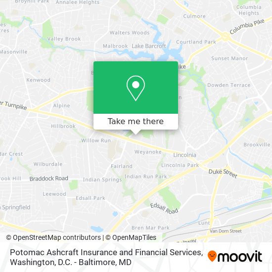 Potomac Ashcraft Insurance and Financial Services map