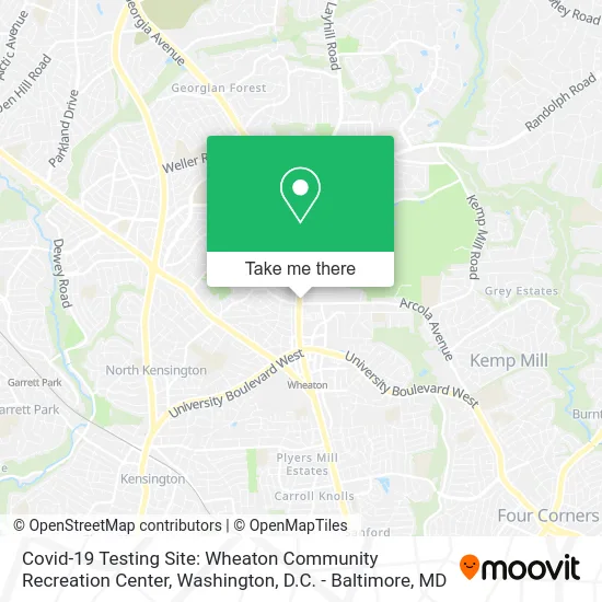 Covid-19 Testing Site: Wheaton Community Recreation Center map
